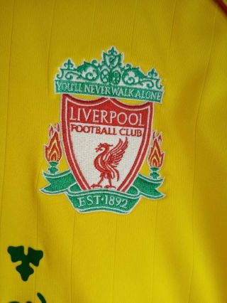 Retro Vintage Adidas Liverpool Liver Bird Yellow Football Shirt.  Size Medium.