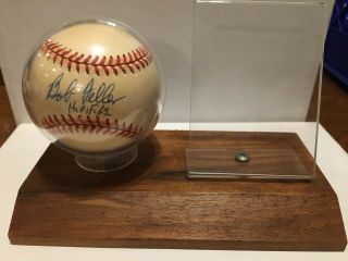 Bob Feller Autographed Signed Rawlings Baseball HOF in Display Case 3