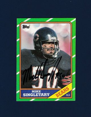 Mike Singletary Signed Chicago Bears 1986 Topps Football Card