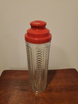 Vintage Dial A Drink Recipe Glass Cocktail Shaker,  Red Barware,  Medco 550 Nyc