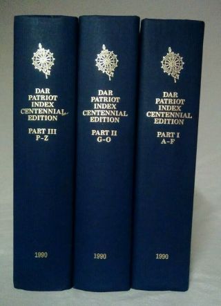DAR PATRIOT INDEX CENTENNIAL EDITION Complete 3 Vol Set 1990 Washington D.  C. 2