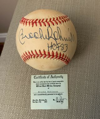 Brooks Robinson Autographed Baseball Baltimore Orioles Hof 83