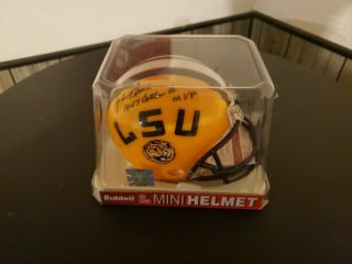 Y.  A.  Tittle Autographed/signed Mini Helmet Lsu Tigers " 47 Cotton Bowl Mvp "