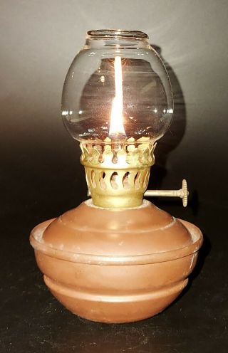 Vintage Kelly Nursery Oil Lamp,  Weighted Base,  Good.