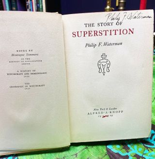 SIGNED Antique 1929 STORY OF SUPERSTITION Waterman OCCULT Witchcraft DEMON Magic 2