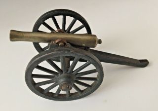 Vintage Heavy Cast Iron Brass Civil War Miniature Toy Cannon U.  S.  A.  Antique