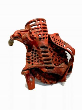 Vtg Antique Hand Corn Sheller Cast Iron Farm Primitive Walnut Grinder Decor Red