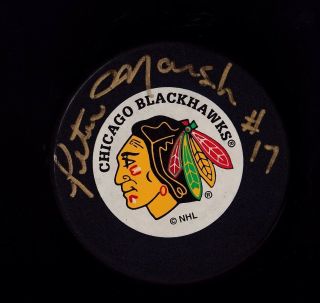 Peter Marsh Signed Chicago Blackhawks Nhl Hockey Puck