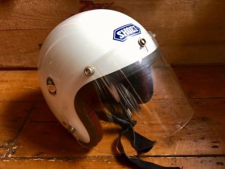 Vintage 1970’s Shoei S - 22 Crash Helmet With Rac Group B Sticker And Visor