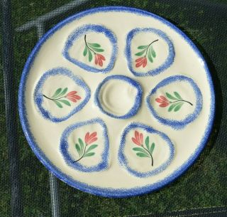 Vintage French Majolica Oyster Plates,  A Pair.  St - Jean De Monts Handpainted