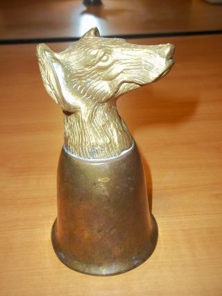 Vintage Brass Sculptured Saluki Dog Head Stirrup Cup 5.  5 " Tall