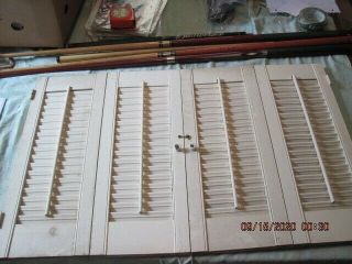 Pair Vintage Wood Pre - Owned Interior Shutters Curtain Style