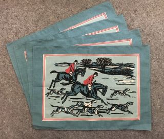 Vintage Fox Hunting Placemats And Napkins Set 4 Of Each