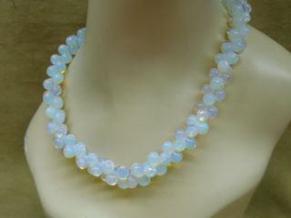Unique Vintage Opal Glass Moonstone Bead Necklace