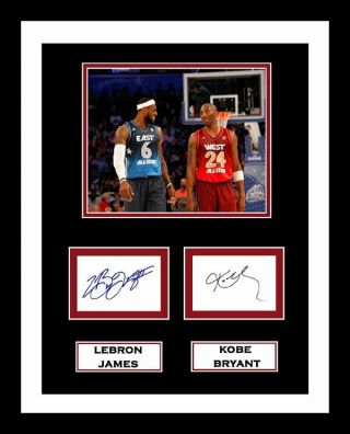 Lebron James & Kobe Bryant Dual Signed Auto Photo 11x14 Display Ready 2 Frame