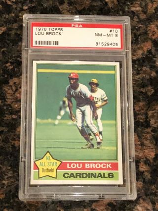1976 Topps Lou Brock St.  Louis Cardinals 10 Baseball Card Psa 8
