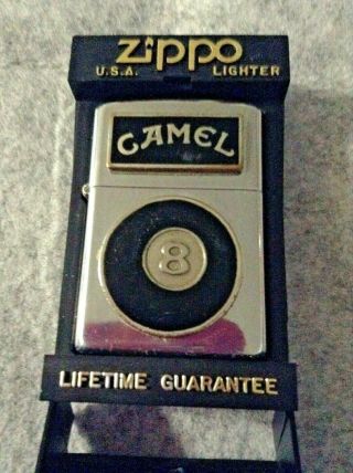 Vintage 1990s Zippo Joe Camel Lighter Tobacciana Cigarettes Eight Ball Classic