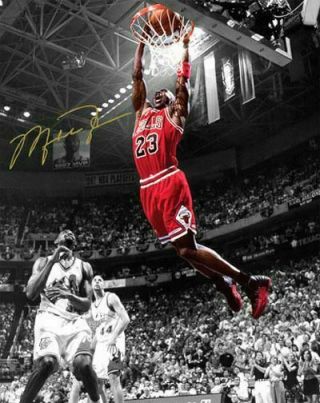 Michael Jordan Chicago Bulls Nba Finals Slam Dunk Signed Photo Autograph Reprint