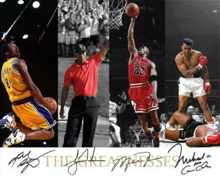 Michael Jordan Kobe Bryant Tiger Woods Muhammad Ali Signed Photo Auto Reprint