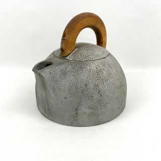 Rustic Wood Stove Humidifier Kettle Vintage Hammered Cast Metal Wood Handle