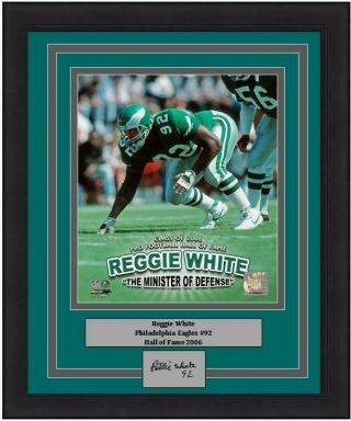 Reggie White Minister Of Defense Eagles 8x10 Framed Photo And Engraved Autograph