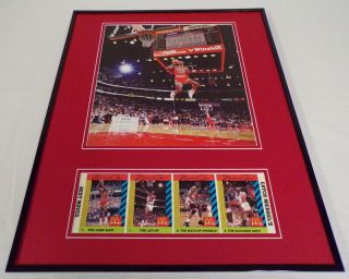 Michael Jordan 16x20 Facsimile Signed Framed Mcdonalds Card Set & Photo Display