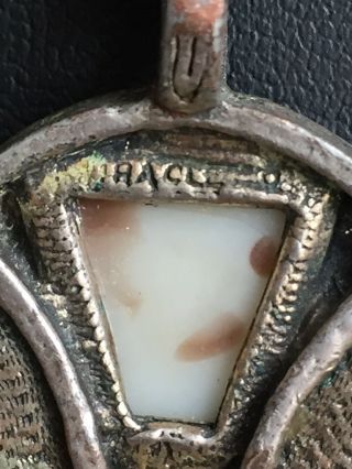 Vintage Miracle Signed Agate Celtic Cross Pendant Chain Necklace Scottish 3