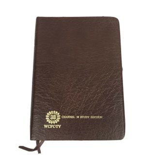 Vintage 1975 Leather Holy Bible Channel 38 Study Edition Kjv Red Letter
