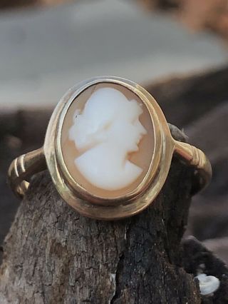 Vintage 9ct Gold Cameo Ring Size N Uk /7 Usa 2grams Weight