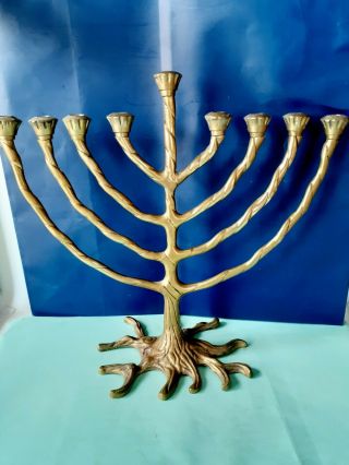 Judaica Vintage Solid Brass Hanukkah Jewish Menorah candle holder 9 