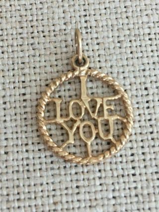 Vintage 9ct Yellow Gold Circular " I Love You " Open Charm/pendant