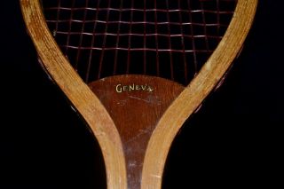 Vintage Wood 1910 Spalding Geneva Tennis Racket Interesting Strings