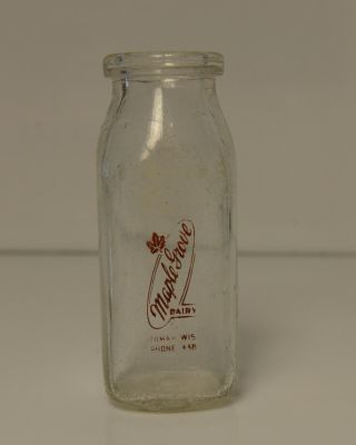 Vintage Milk Bottle Maple Grove Dairy - Very Old Phone Number 3 Digits