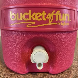 Vintage Bucket of Fun Water Cooler By Igloo Teal Pink Blue 80s 1 Gallon 1989 2