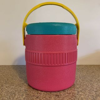 Vintage Bucket of Fun Water Cooler By Igloo Teal Pink Blue 80s 1 Gallon 1989 3