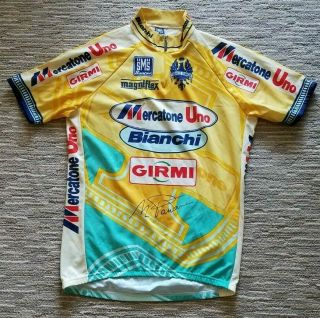 Santini Mercatone Uno Cycling Jersey Tour De France - Signed By Marco Pantani