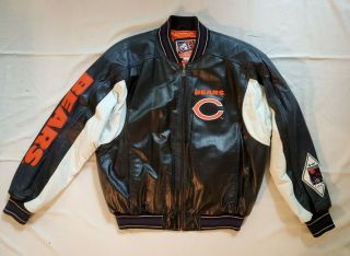 Nfl Chicago Bears Leather Jacket Mens Size Xl Vintage Carl Banks