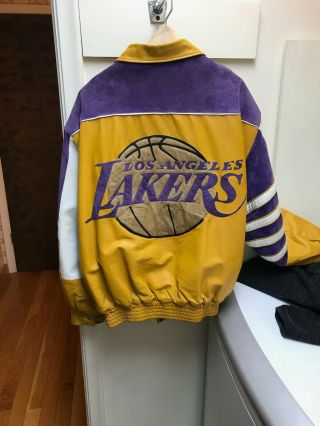 Vintage Jeff Hamilton Los Angeles Lakers Reversible Leather & Silk Jacket Xl