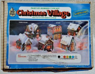 Vtg Wee Crafts Christmas Village Lighted 6 