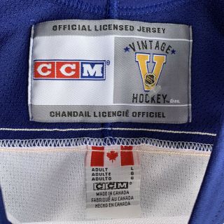 RARE CCM Vintage Hockey Buffalo Sabres Jersey Royal Blue/White Sz Lg Stitched 3