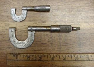 Two Vintage Brown & Sharpe Micrometers,  No.  6 - 1/2 " Capacity,  No 10 - 1 " Capacity,  L@@k