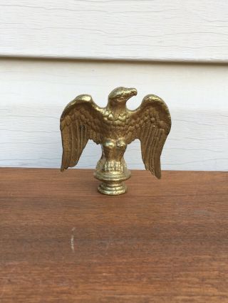 Vintage Brass Eagle Flag Pole Topper Screw On - All But 3”