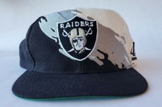 Vintage Rare 90s Oakland Raiders Splash Snapback Hat Cap Logo 7 Logo Athletic