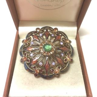 Vintage Jewellery Gorgeous Enamel And Rhinestone Signed Monet Brooch Pin