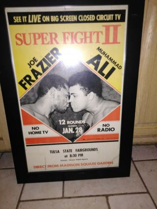 1974 Muhammad Ali Vs Joe Frazier Fight Poster Tulsa Ok & Ticket