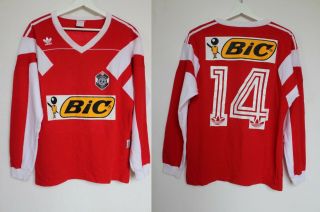 Vintage Fc Lugano 80s Adidas Match Worn Shirt Trikot Swiss Climalite 2000 L