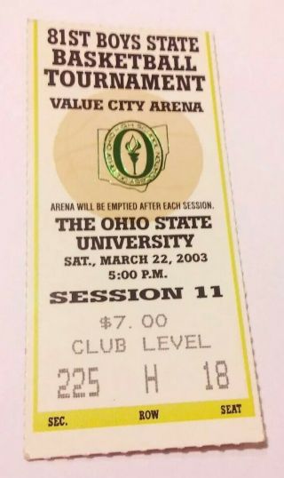 2003 Lebron James Last High School Game Club Ticket Stub Los Angeles Lakers