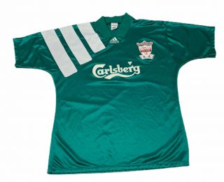Adidas Rare Jersey 1992 - 93 Liverpool Centenary Away Shirt Sz Large In Green