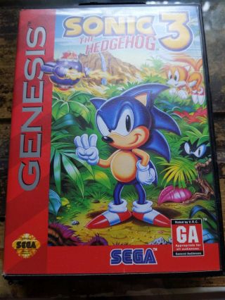 Vintage Sega Genesis Sonic The Hedgehog 3 Game Cartridge Box Case