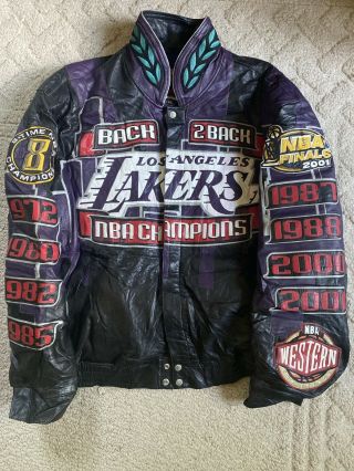 Lakers 2001 Back 2 Back Championship Jeff Hamilton Leather Jacket Kobe Lebron